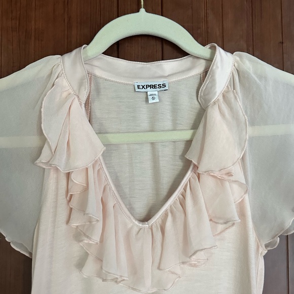Express Light Pink Ruffle Blouse - Picture 2 of 10